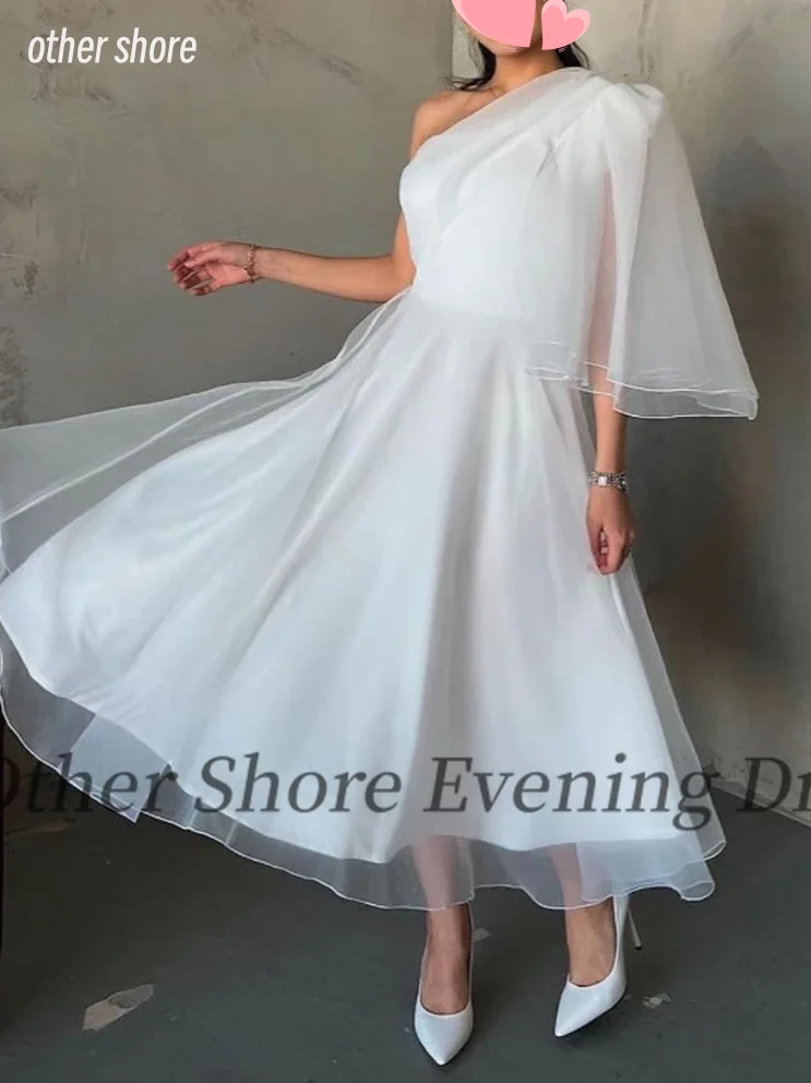 

Other Shore Elegant Vintage Sweet Simple White One Shoulder A-Line Customize Formal Occasion Prom Dress Evening Party Gowns