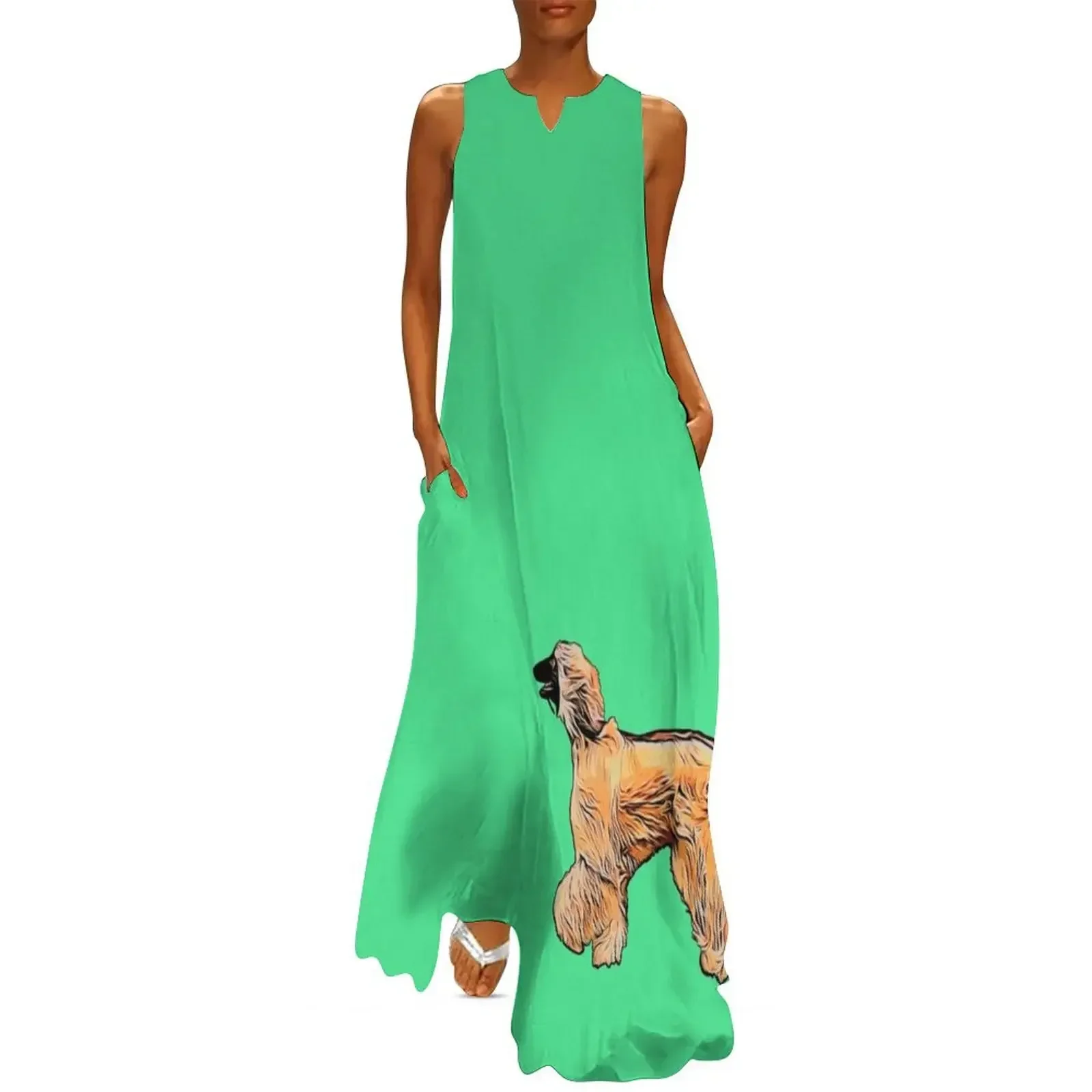 

Running Afghan Hound for dog lovers Long Dress evening dresses ladies dresses korean style dress african dresses for woman Dress