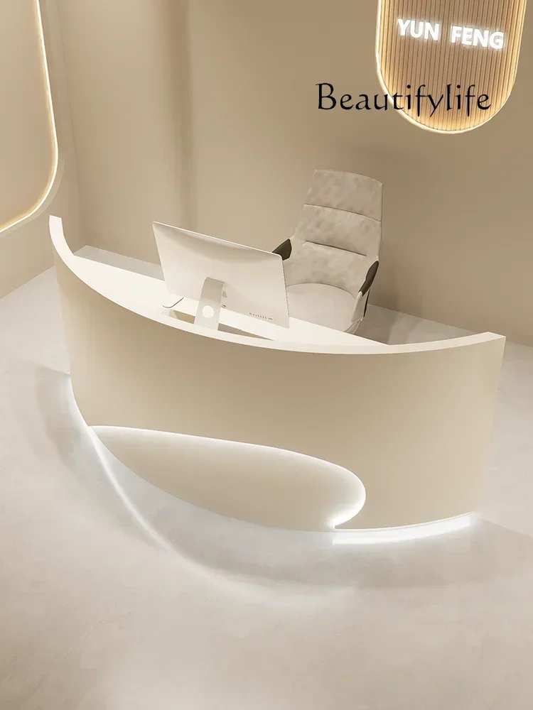 

Aesthetic Elegant Bar Counter Cabinet Modern Delicacy Nordic Simple Reception Desks Unique Luxury Mostrador Commercial Furniture