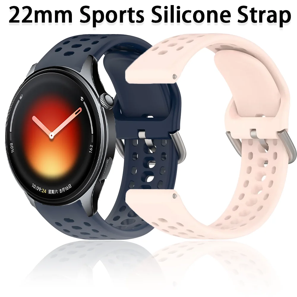 Silicone 22mm Strap for Xiaomi Watch 5 S5 S4-3-2 Breathable Bracelet OnePlus Watch 4 3 2R Lite OPPO Watch 4 Pro X3 X2 X S Correa