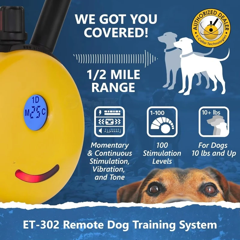 ET-302-1/2 Mile Rechargeable Dog Trainer with Remote for Small, Medium, and Large Dogs