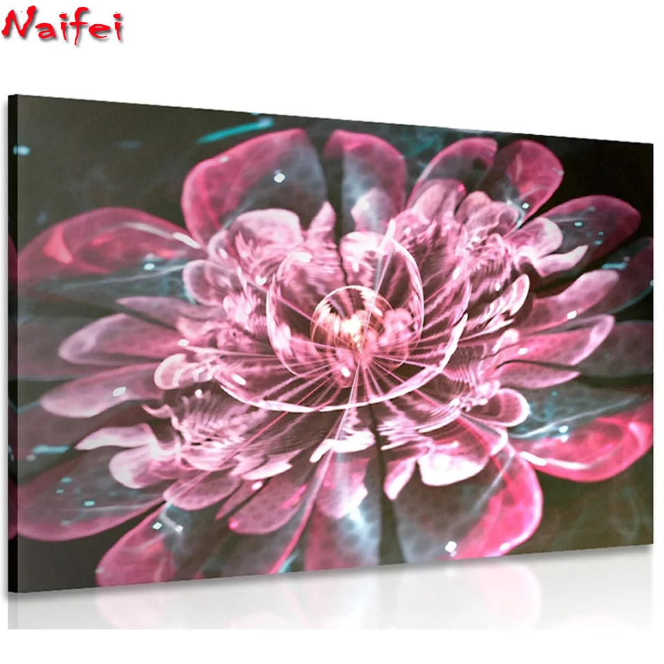 Diamond Painting Magical Pink Flowers Cross Stitch Art Painting Full Diamond Mosaic Embroidery Rhinestones Home Decoration