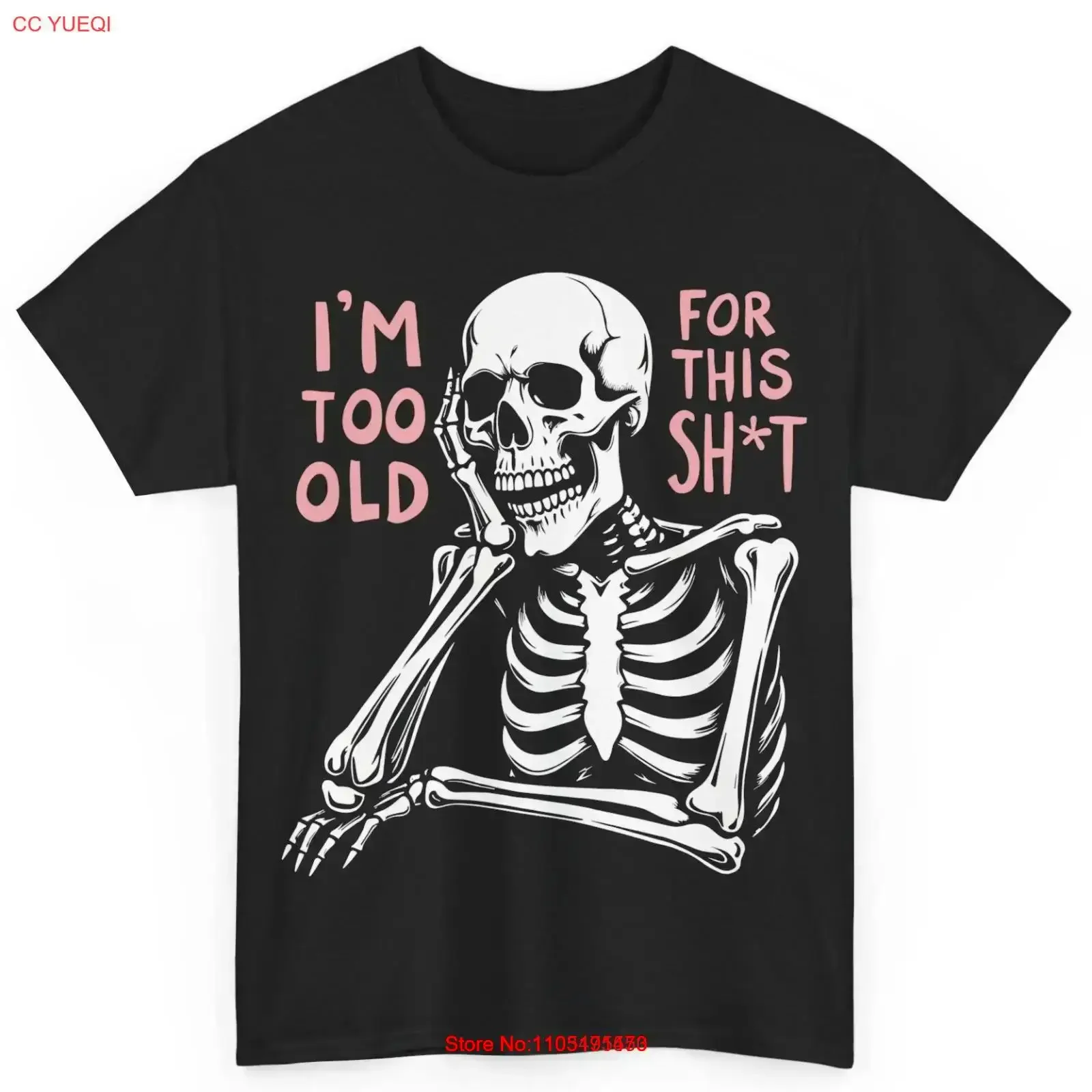Skeleton Halloween I'm Too Old For This Sheet Cotton T Shirt vintage Washed fashion streetwear Versatile homme Unisex