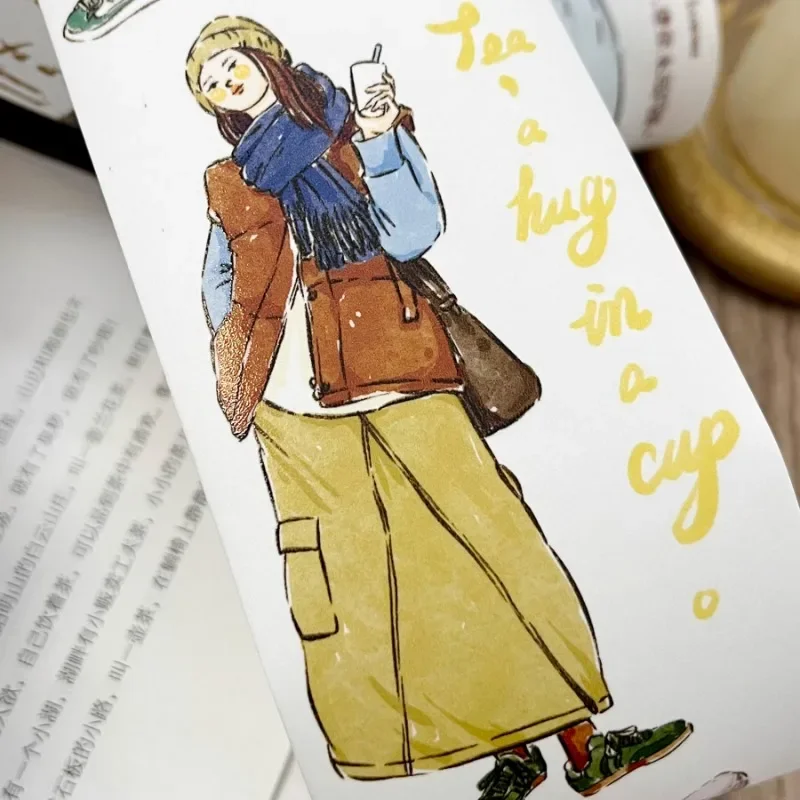 

Lovely Autumn Winter Snow Girl Die Cut PET Washi Tapes Collage Card Making Material DIY For Scrapbooking Journal Sticker