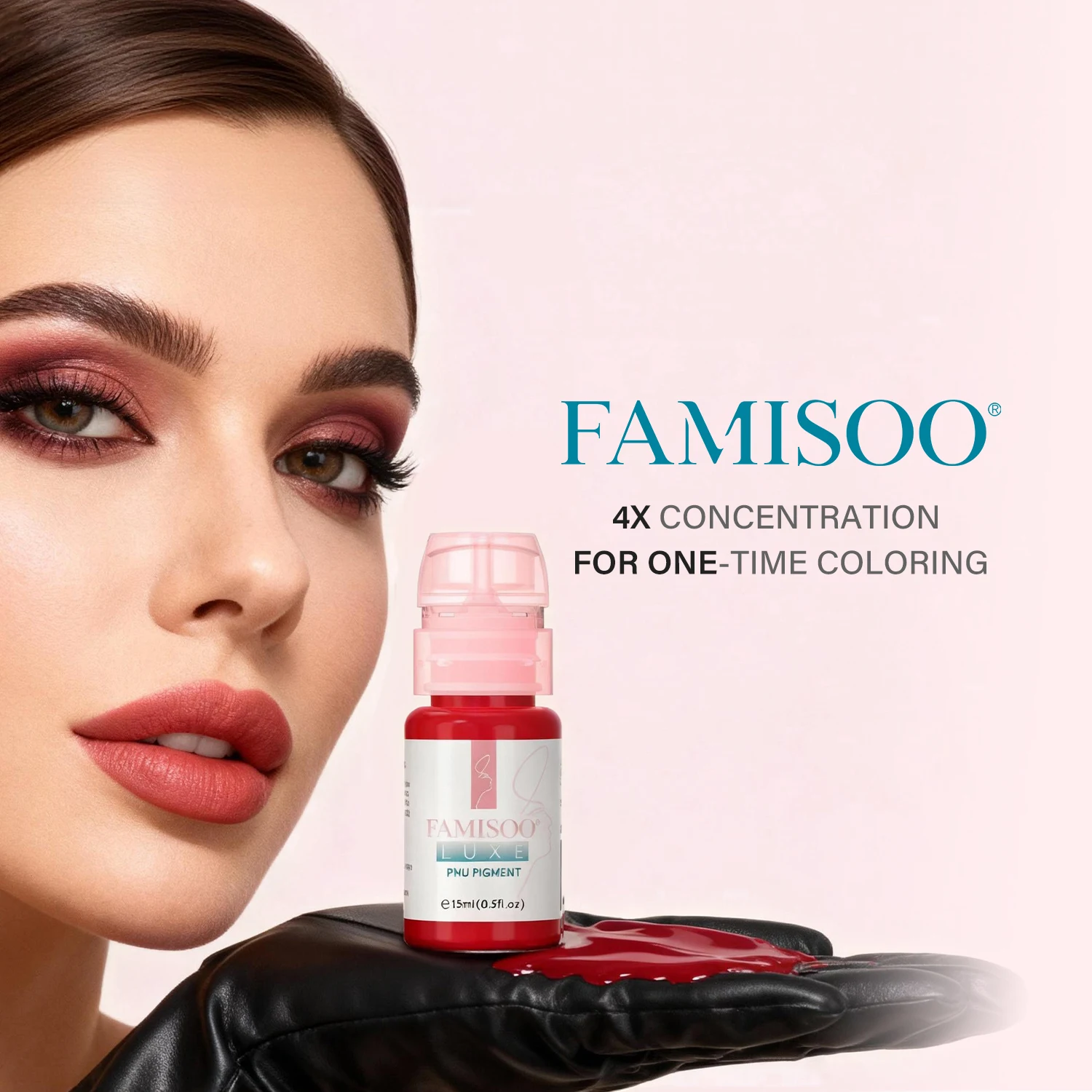 FAMISOO PMU Пигмент для губ (0,5 унций/15 мл) Профессиональные чернила для татуировки для стойких губ Цветные чернила для микроблейдинга Перманентный макияж