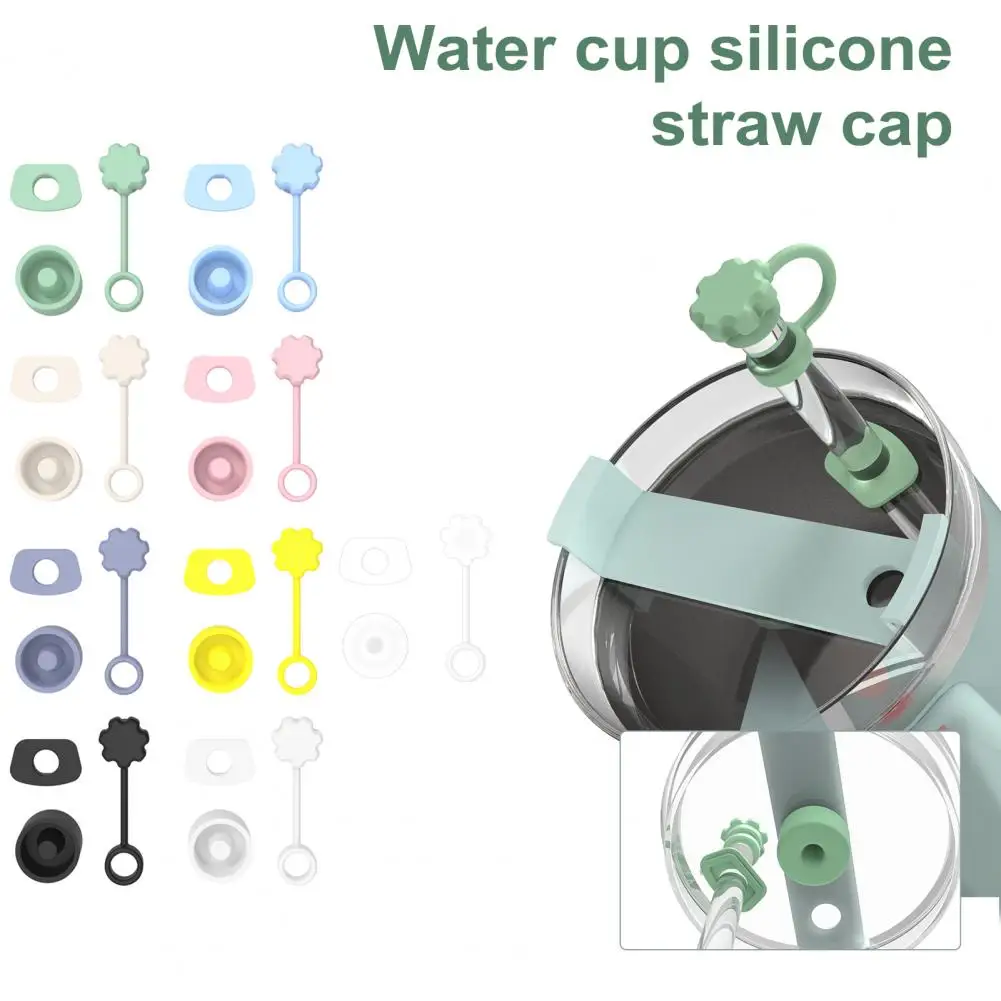 Silicone Straw Cap Leak-proof Stopper Set For Stanley Tumblers 3-Piece Tumbler Accessories Dishwasher Safe Spill Proof Stopper