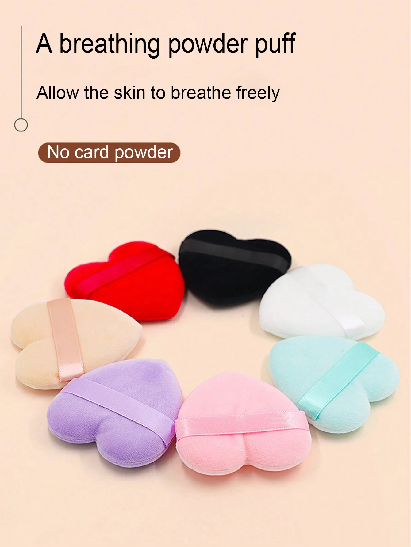 Esponja de polvo de doble cara en forma de corazón para fijar el maquillaje, esponja de cojín delicada y suave, no absorbente, esponja flocada que no absorbe el polvo