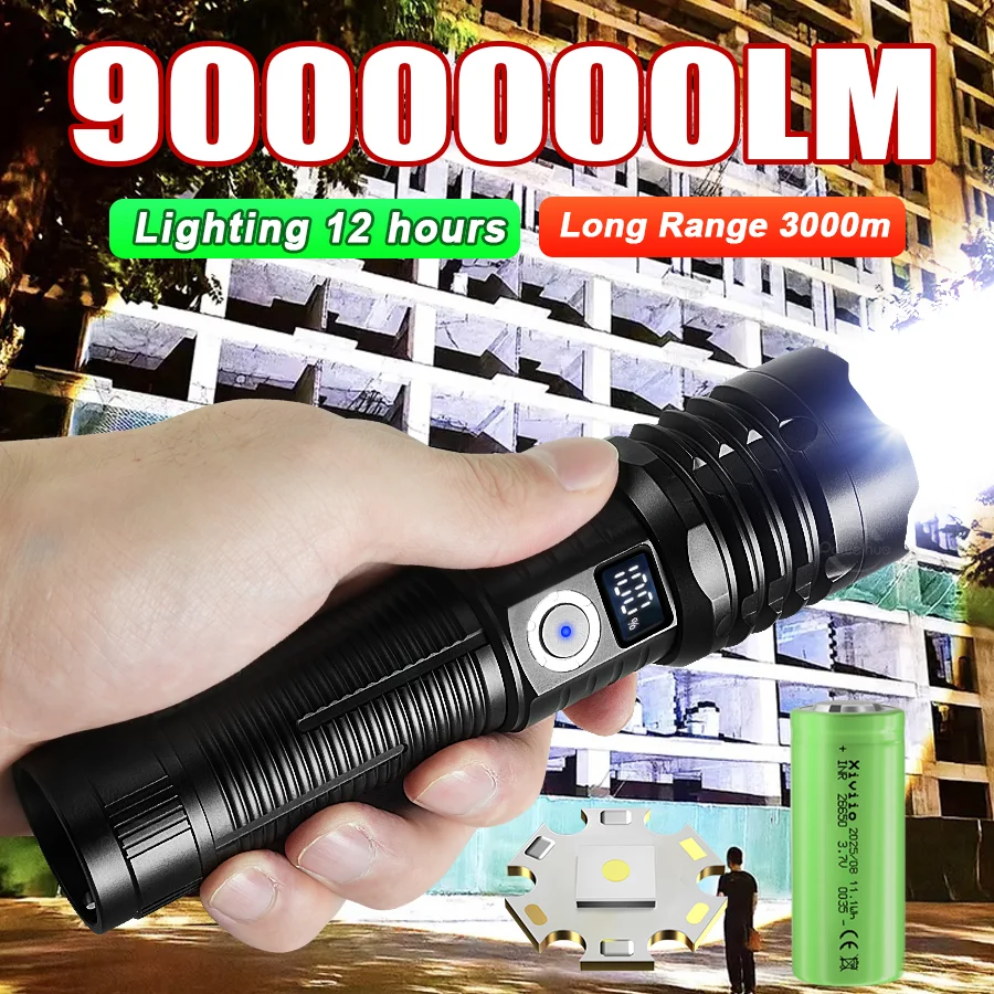 

Обновленный светодиодный уличный супер яркий фонарик 30 Вт, мощный фонарик 18650, перезаряжаемая лампа, портативная уличная охотничья лампа для дальнего выстрела