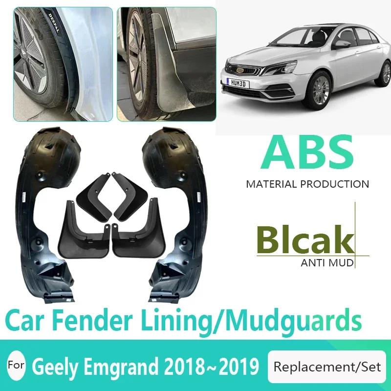 Car Mud Guards For Geely Emgrand EV 2018 2019 Pre-facelift Antifreeze Mudguards Black Mudflaps Mud Guard Fender Auto Accessories