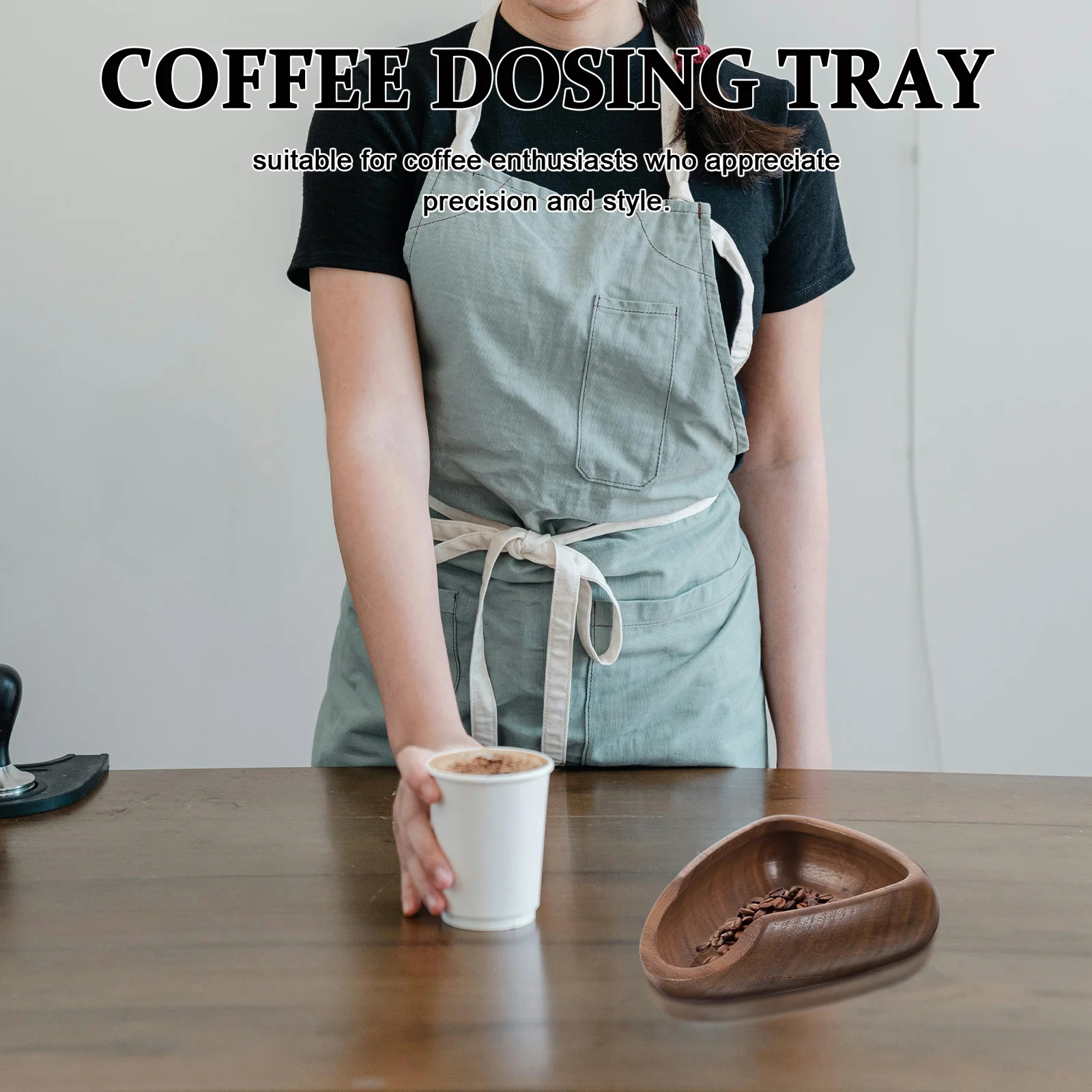 

Small Wooden Tray Espresso Dosing Cup Coffee Bean Scoop Coffee Bar Accessories Vintage Wooden Dosing Tray Sample Display Serving