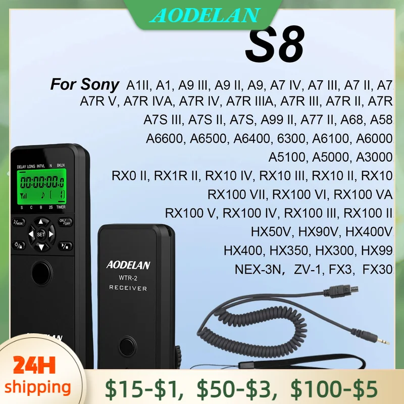AODELAN disparador inalámbrico con cables controlador de temporizador para Sony A1 A9 A7IV A7RV A7SIII A6600 A6500 A6400 HX350 FX30