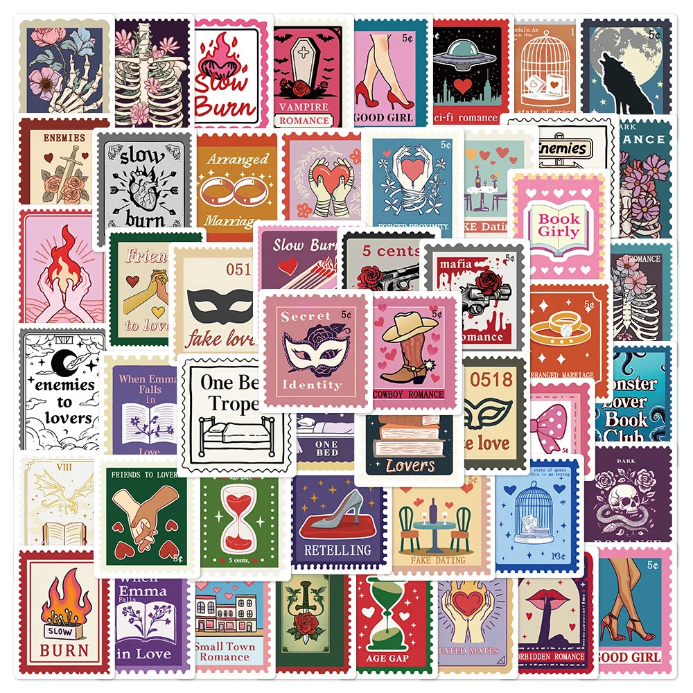 50PCS Buch Trope Stempel Aufkleber Vintage Graffiti Aufkleber für Notebooks Laptop Gepäck Kühlschrank Cartoon Spielzeug Skateboard Aufkleber