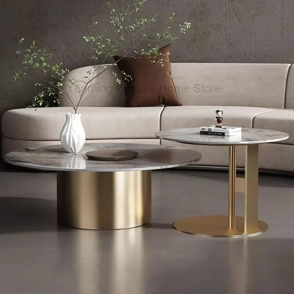 

Round Modern Coffee Table Living Room Light Luxury Nordic Sofa Table Metal Aesthetic Table Basse Pour Salon Home Furniture