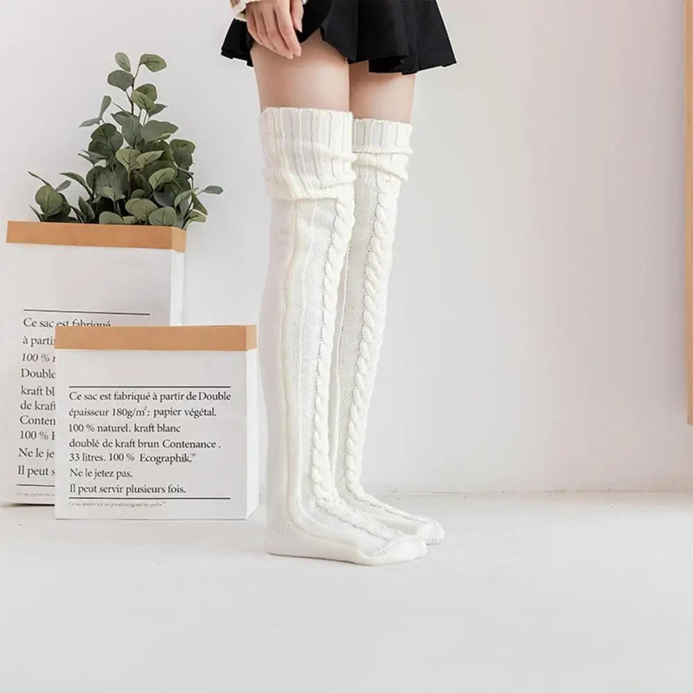 

Anti-slip Stockings Cozy Stylish Winter Stockings Thick Knitted Over Knee Length Socks with High Elasticity Anti-slip for Warmth