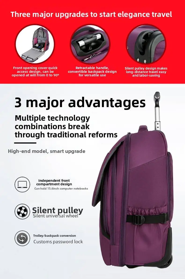 Travel rolling luggage backpack women carry on hand Luggage trolley bag travel Trolley backpack Bags on wheels Trolley Suitcase