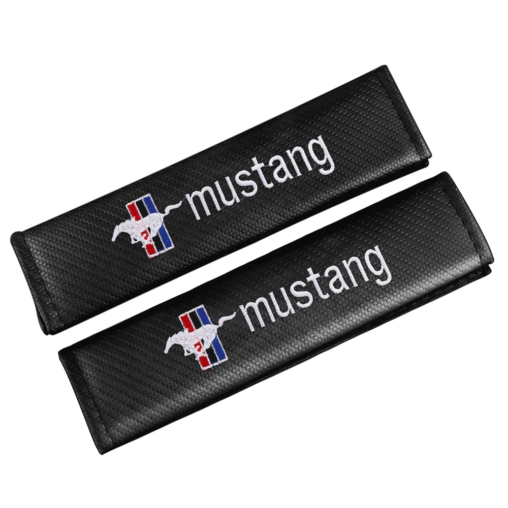 1/2 piezas de fundas de fibra de carbono para cinturón de seguridad, almohadillas suaves de protección para hombros, compatibles con Mustang, Transit, Fiesta, Mondeo, Shelby, Edge, Kuga