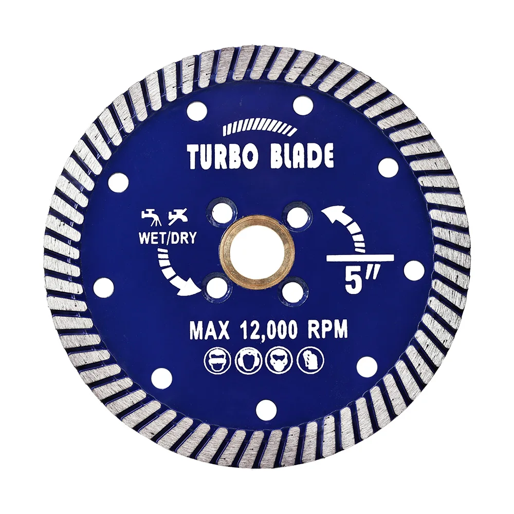 

5" Sintered Continuous Rim Turbo Blade Diamond Saw Blades for Granite And Marble Wet And Dry Cutting