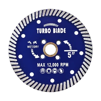 Hojas de sierra de diamante para granito y mármol, hoja Turbo de borde continuo sinterizado, corte húmedo y seco, 5
