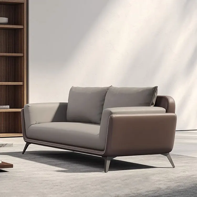 Liyu Furniture Wood Grain Leather Office Sofa for Business Meeting Area Reception Room Meeting Room Coffee Table Combination
