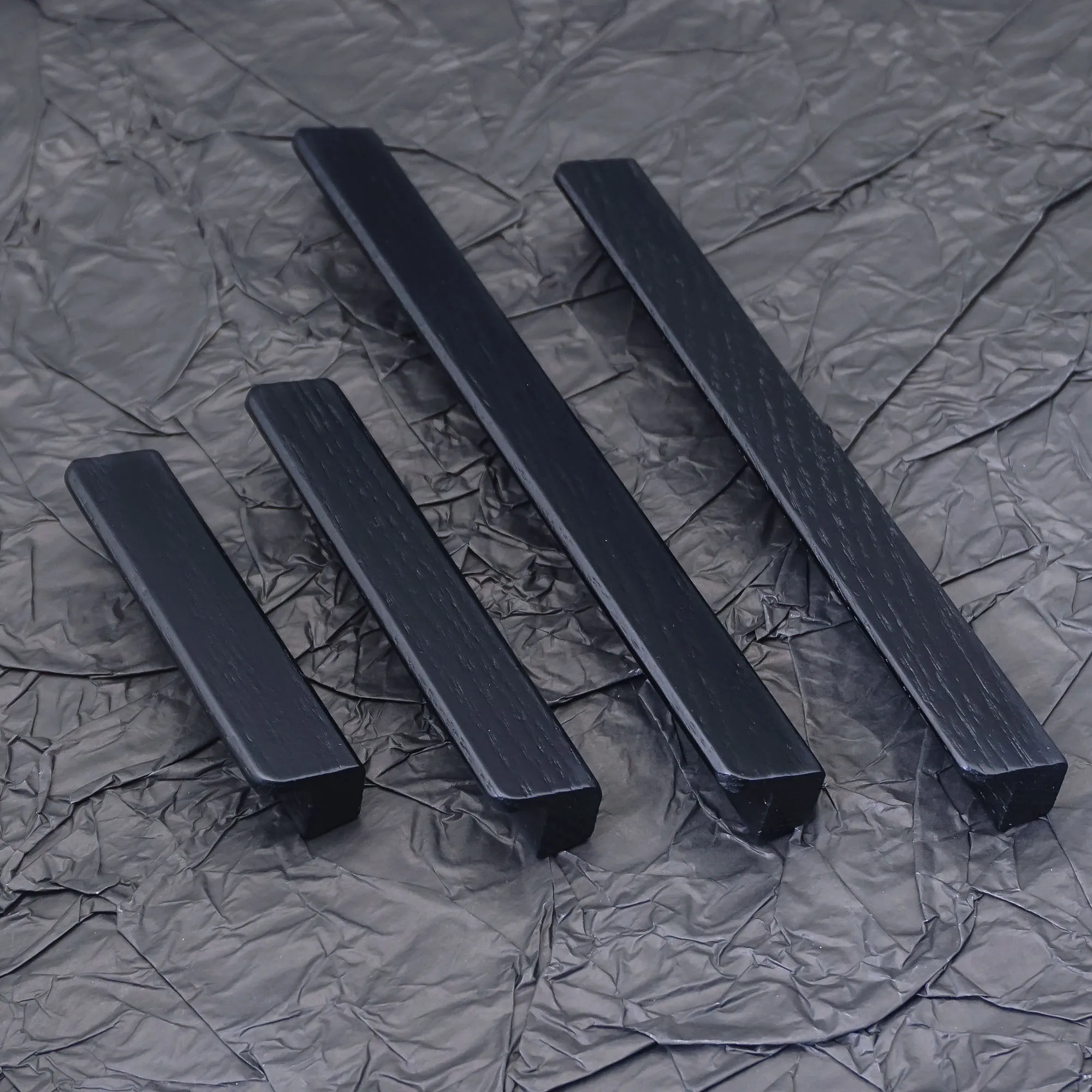 Black Oak Wooden Kitchen Cabinet Handles Wooden Simple Cupboard Door Pulls Long Wardrobe Handle Modern Furniture Hardware 256mm