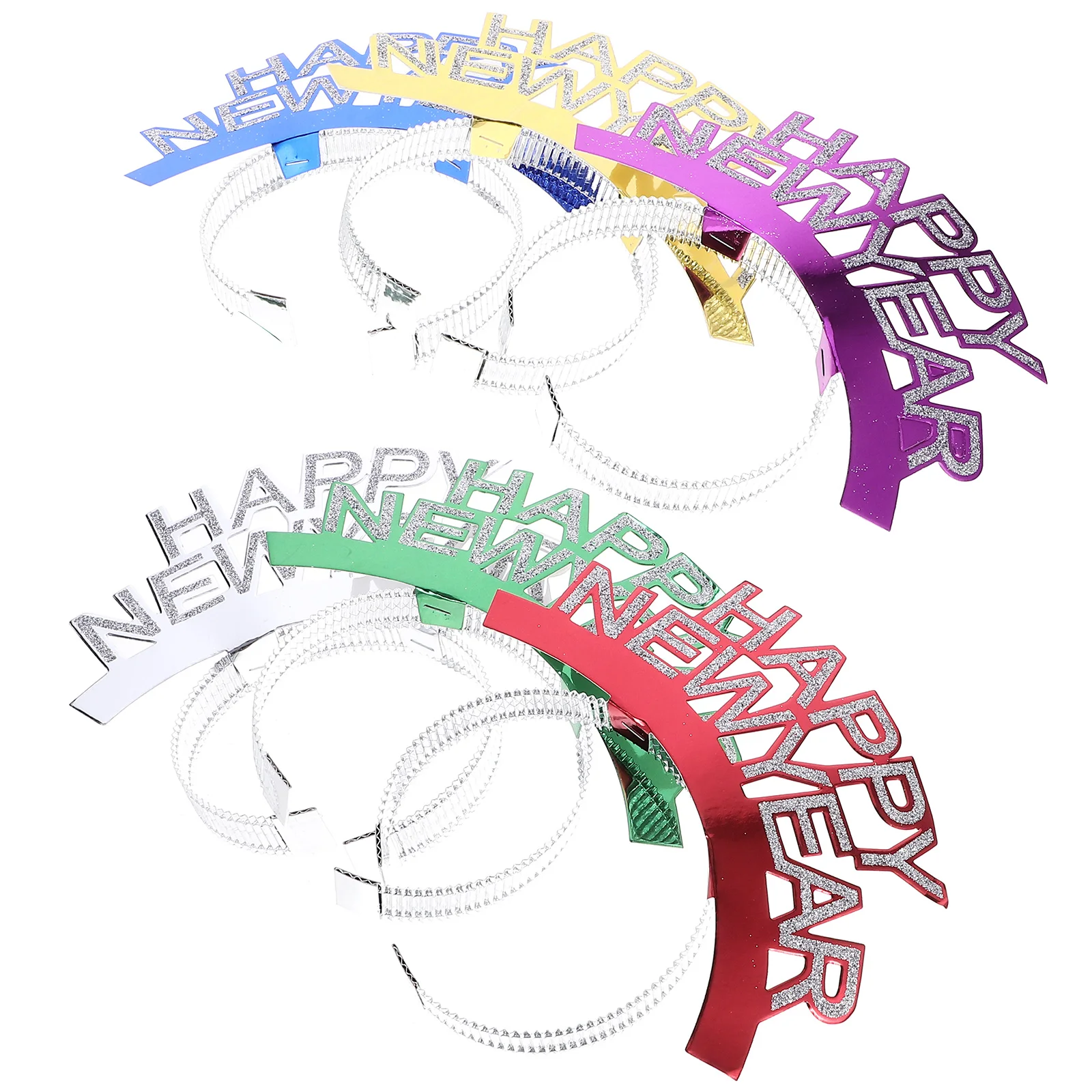 

6 Pcs Glitter Happy New Year Headb s Colorful Hair Hoops Party Supplies Photo Props New Year Accessory Stage Toy