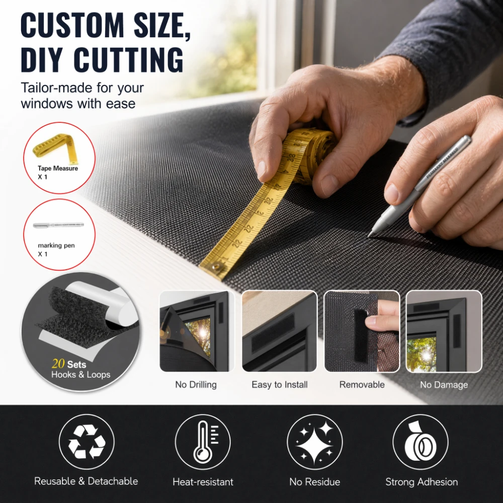 Blackout Blinds Stick On Temporary 1/1.5/2/3/4M No Drilling Black Out Blinds for Windows Portable Blackout Curtains for Bedroom view 5