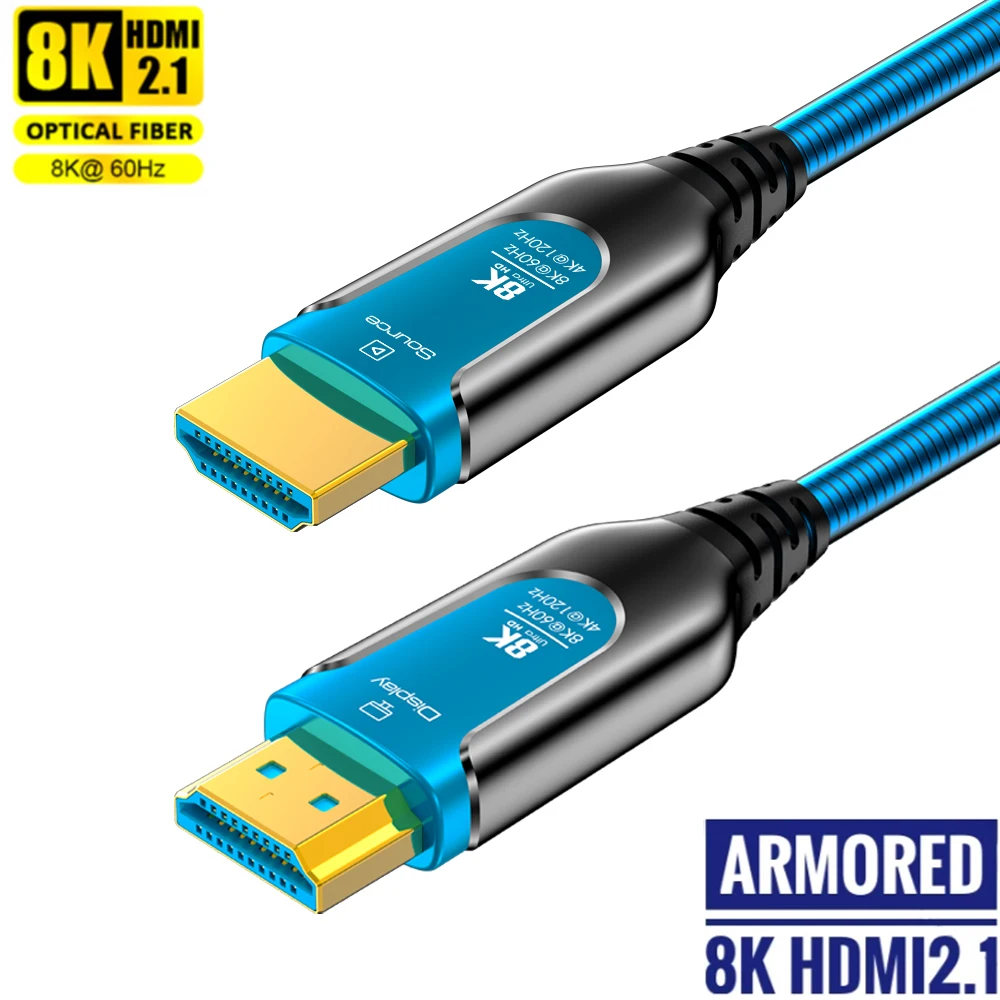 

8K Fiber Optic HDMI Cable 48Gbps 8K 60Hz 4K 120Hz Ultra High Speed HDMI 2.1 Cable Dynamic HDR eARC HDCP for HD TV Box Projector