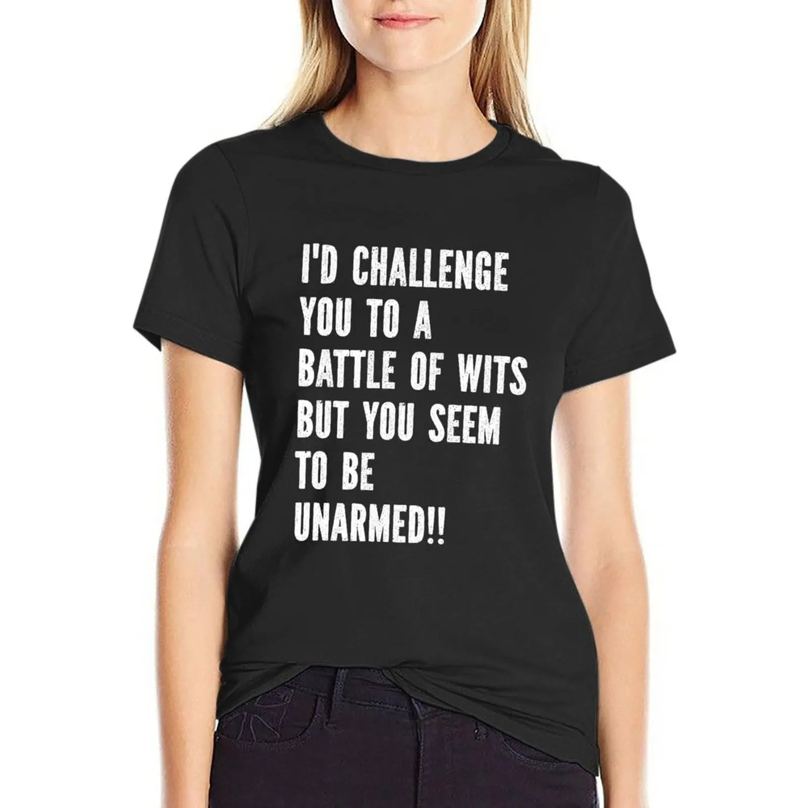 Battle of Wits Funny Shakespearean Quote T-Shirt quick-drying summer clothes vintage luxury designer clothing Women