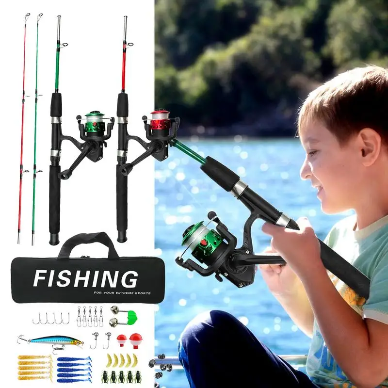 

Kids Fishing Pole Foldable Fishing Rod & Reel Combos Fishing Pole With Carrying Bag For Birthday Christmas New Year Anniversary