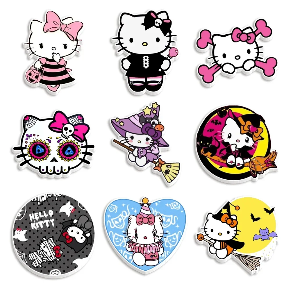 

9pcs/set Mini Sanrio Charactors Halloween Horror Planar Resin Designs Crafts Hello Kitty My Melody Mixed Resin Sets