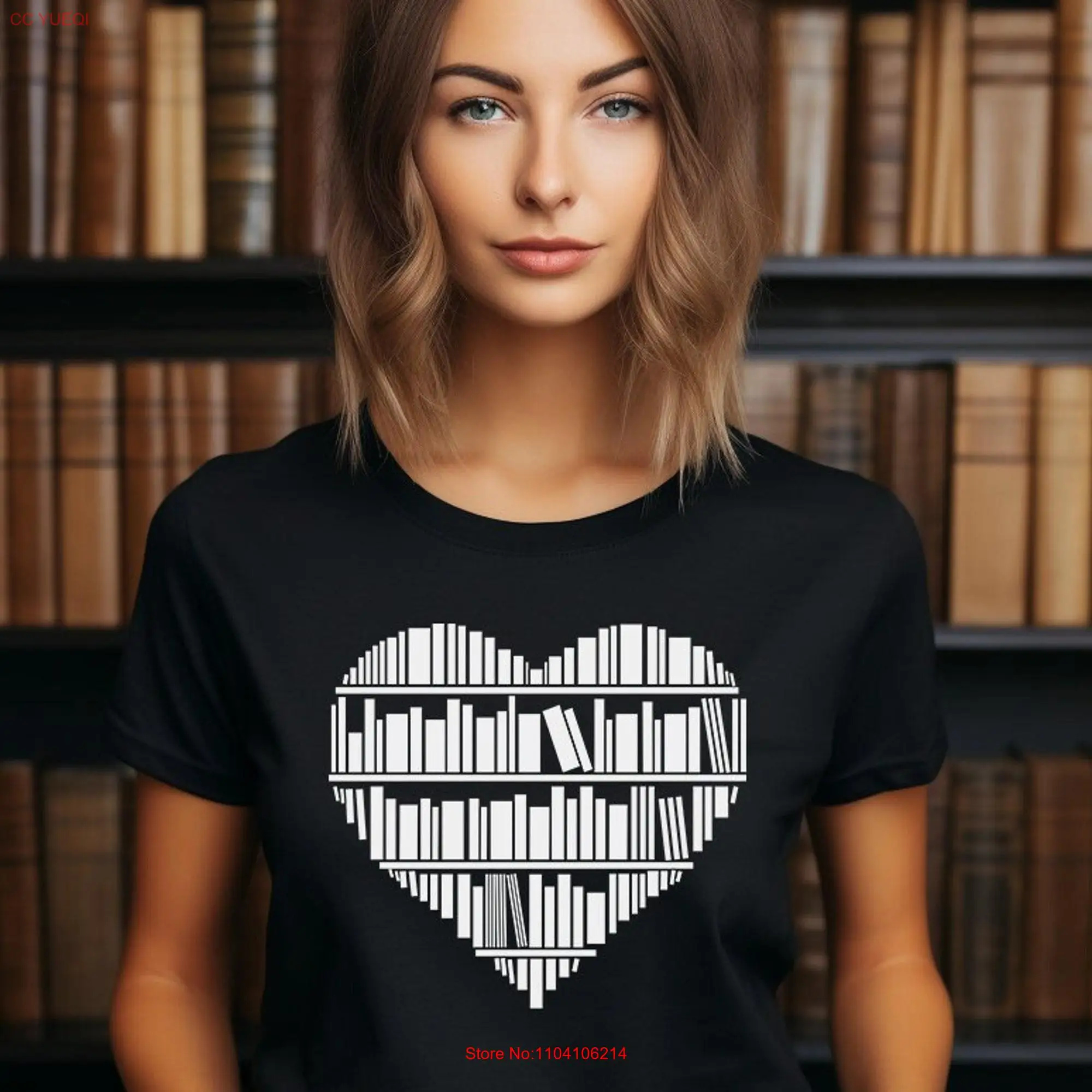 Boeken Hart T-Shirt Boekenliefhebbers Voor Boekenwurmen Leraren Bibliothecaris Leraar Literatuur Lezen Lange Of Korte Mouwen