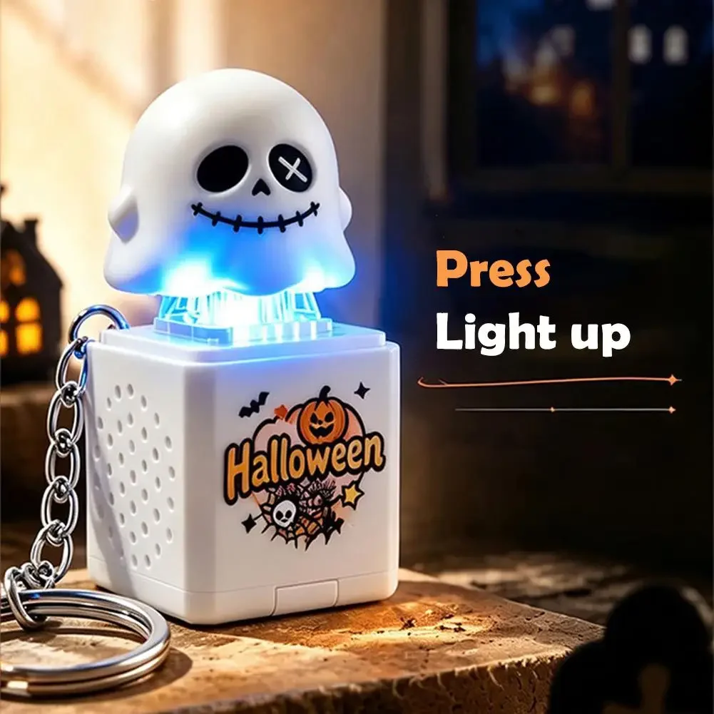 Halloween Pumpkin Glowing Keychain Keyboard Stress Relief Fidget Button Keycap Fidget Clicker Keyboard Keychain Pendant Toys