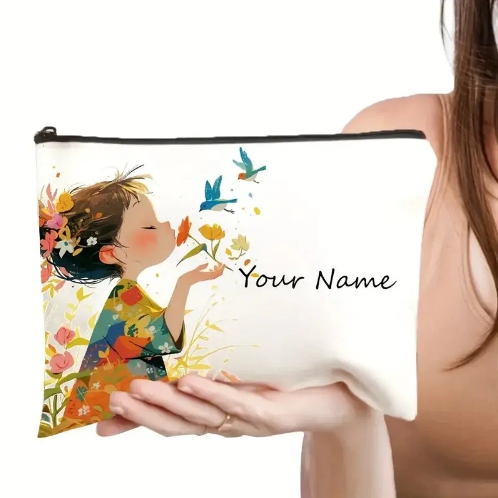 Новая косметичка в винтажном стиле, дорожная сумка, милая сумка для хранения с узором для девочек, пенал на молнии, косметичка