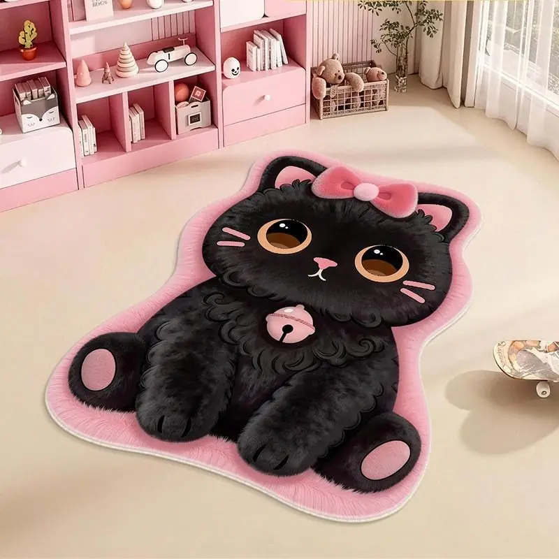 VIKAMA Beige Bear Holding Milk Tea Door Mat Soft Warm Non Slip Living Room Non Slip Backing Low Maintenance Mat Home Decor