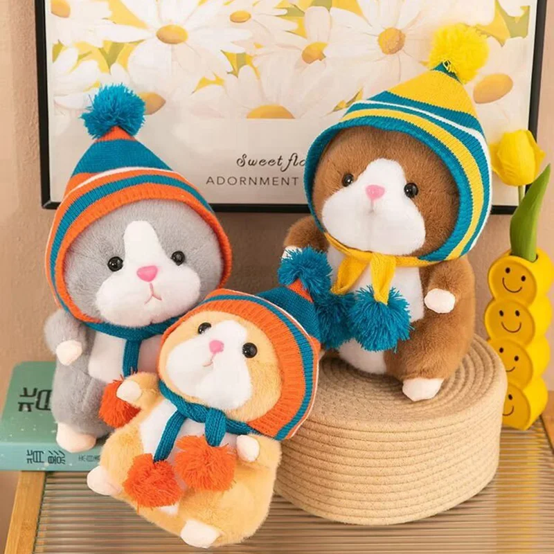 Hamster Wear et chapeau en peluche pour la décoration de la maison, oreiller de sommeil doux, coussin de canapé animal mignon, overd'inde, cadeau d'anniversaire, 25 cm, 30cm