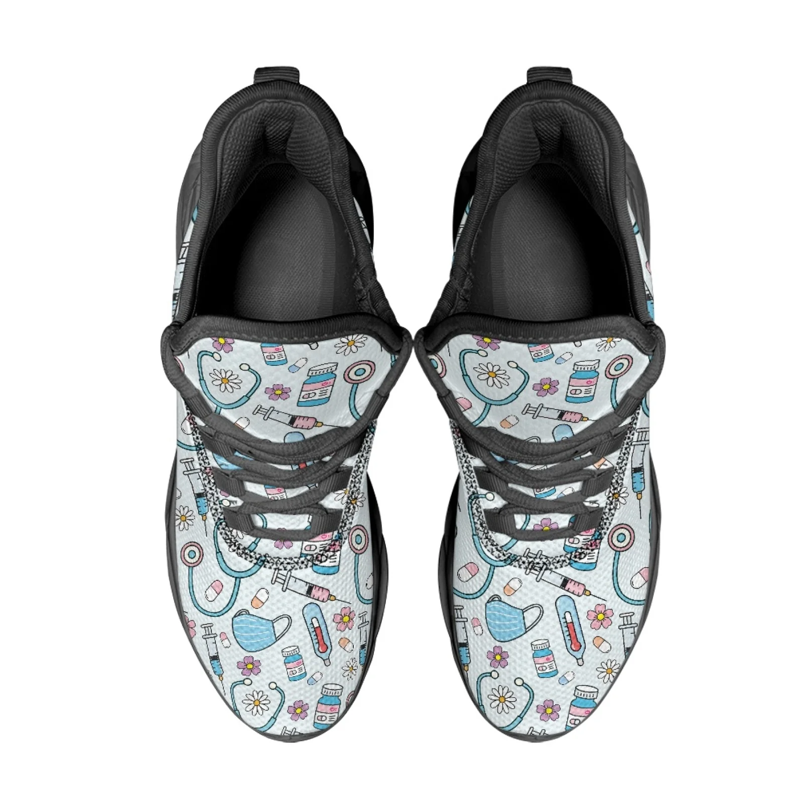 PENSTROLL Medical Floral Print Running Shoes Running Sneaker for Unisex Breathable Fashion Sneakers