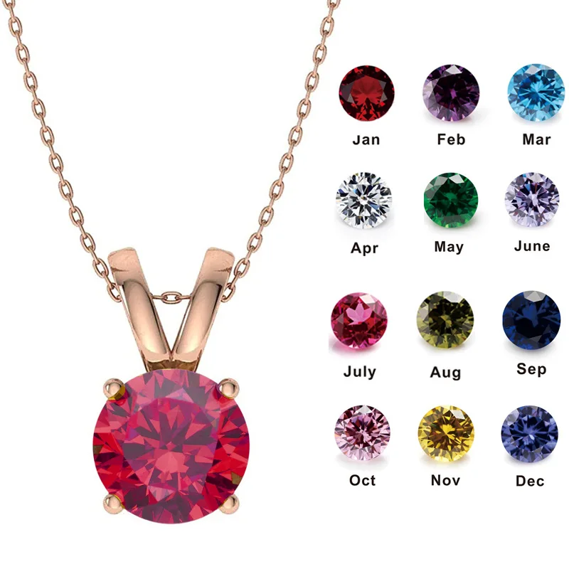 

S925Sterling Silver December Birthstone12Color Birthstone Necklace Birthday Gift Holiday Gift