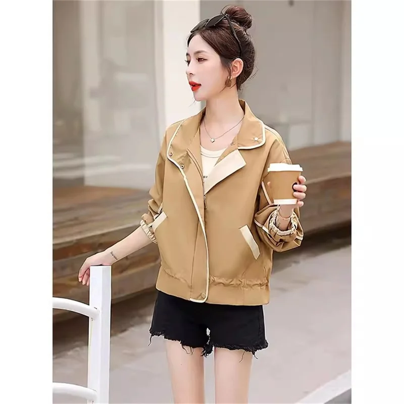 Temperament Lapel Coat Small Fragrant Style Jacket For Women's Short Autumn 2024 New Fashion Loose Color Contrast Casual Jacket