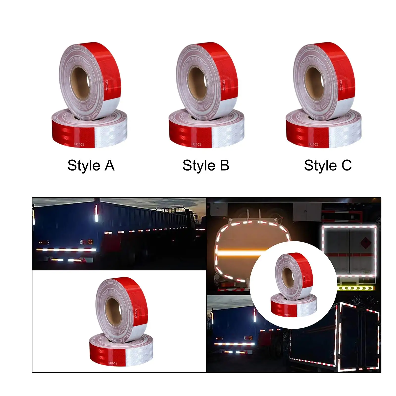 2Pcs Outdoor Waterproof Reflective Tapes Conspicuity Red and White Truck Safe Warning for Mailbox Vehicles Trailers Bag Trucks