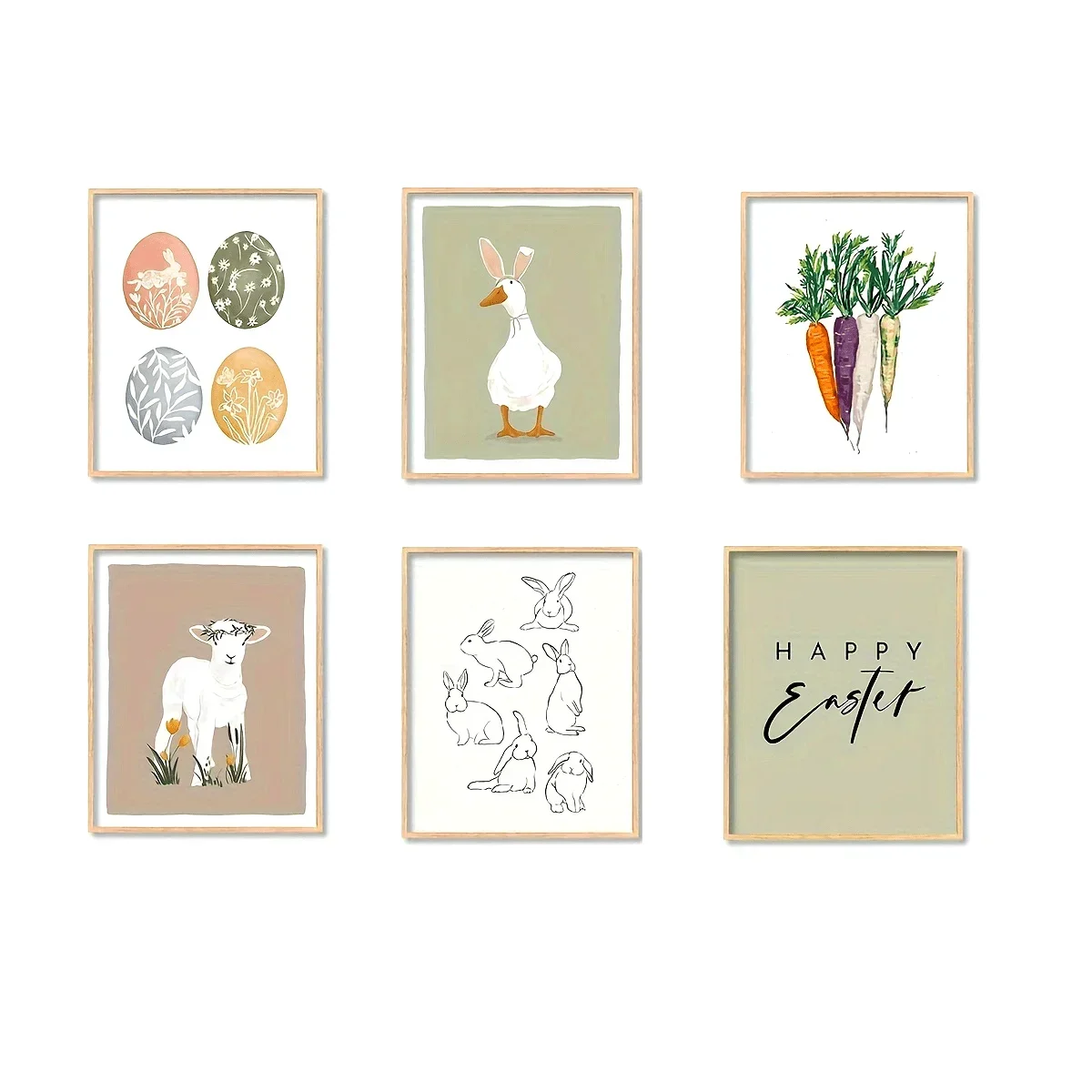 (No frame)1pc Easter wall art print Easter eggs bunny carrot paper art poster, room decoration poster for home gallery living
