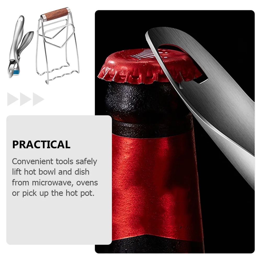 1 Juego de Pinzas Antideslizantes de Acero Inoxidable para Platos Calientes, para Levantar Ollas Calientes en Horno de Microondas, Utensilio de Cocina