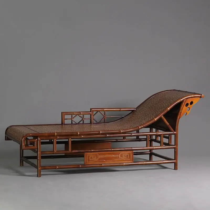 

Chinese bamboo concubine bed, nanzhu carved antique beauty couch, single arhat bed, small apartment, living room, sofa lounger