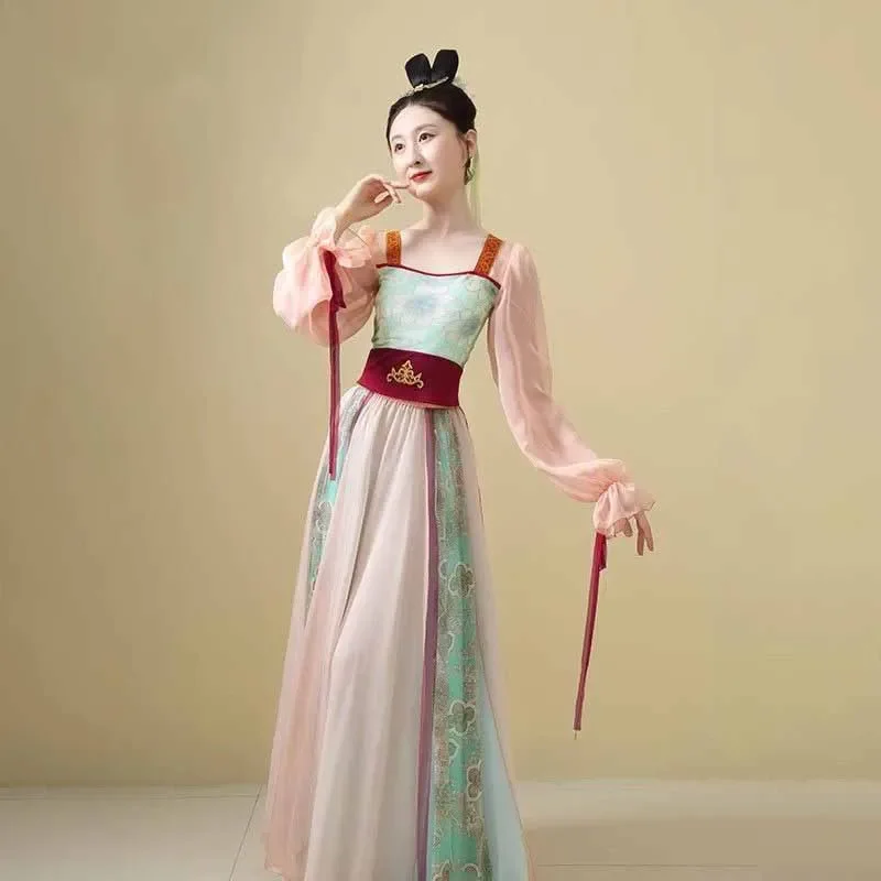 Classical dancer performance costumes for women practice dance clothes Chinese style folk dance dress