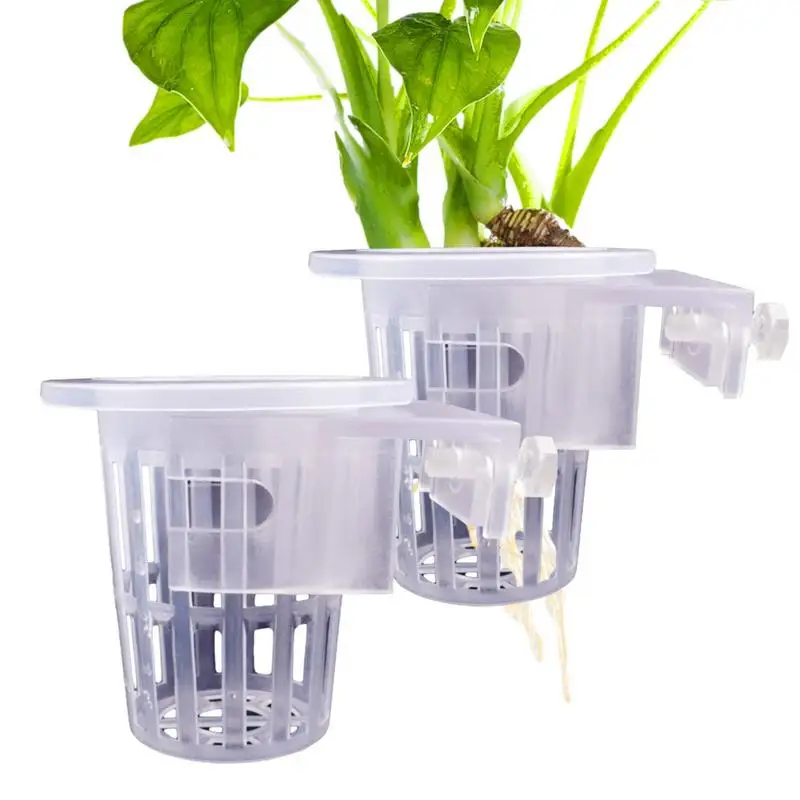 2Pcs Hanging Aquarium Plant Holder Aquatic Plant Pot With Hole Aquarium Planter Cups for Water Poppies Aquascape Decor