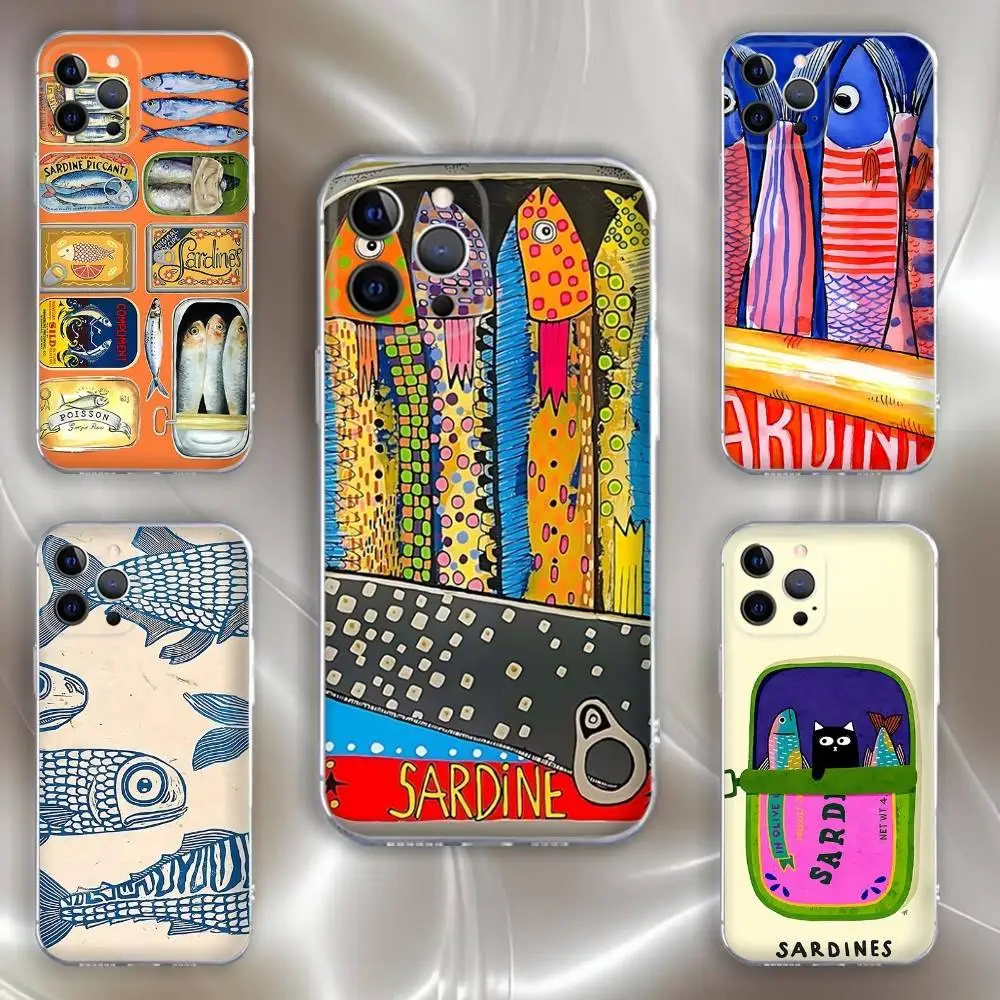 

Funny Sardines Phone Case For iPhone 16,15,14,13,12,11 Pro,Max,Plus,X,XS,XR,SE,Mini Transparent Silicone Soft