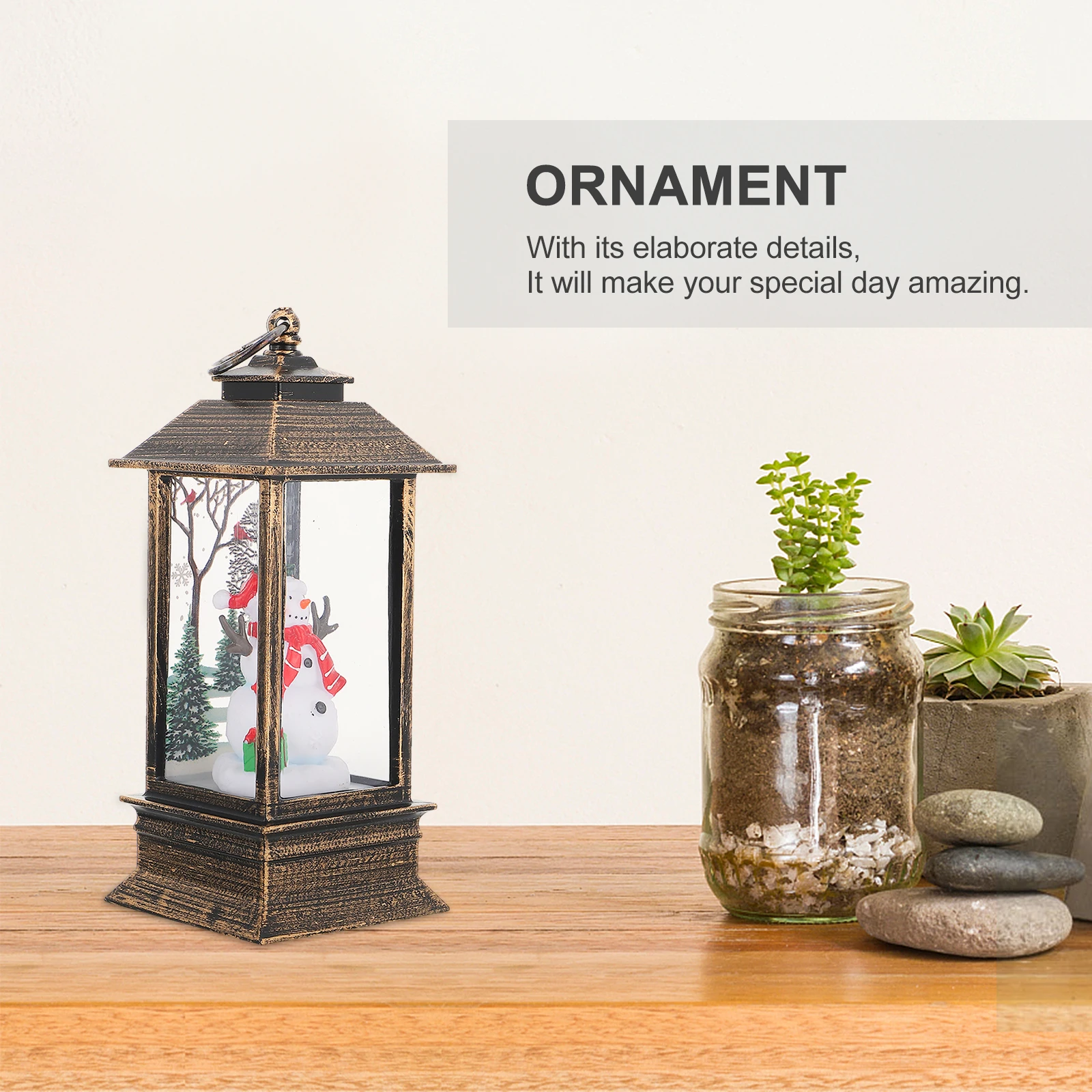 

Christmas Snowman Wind Light Operated Mini Lantern Decor Hanging Ornament Glow LED Party Holiday DIY Crafts Warm Scene