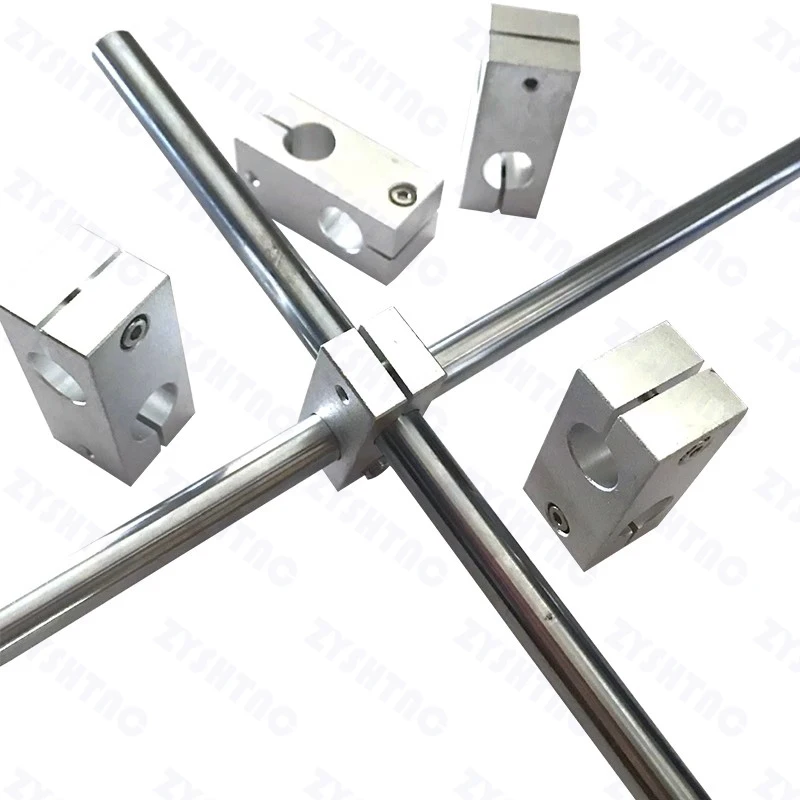 1pcs Aluminum Alloy Optical Axis Cross Block Steel Pipe Fixing Bracket Connecti Dia 6 8 10 12 14 15 16 17 18 20 22 25 In Stock image 3