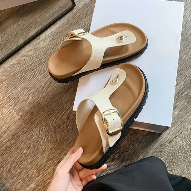 รองเท้าผู้หญิง 2024 รองเท้าแตะยางนุ่ม Flip Flops Shale ชายหาดหญิงต่ําสบายแบนฮาวาย Sabot Hoof Heels Casual โรมสไลด์