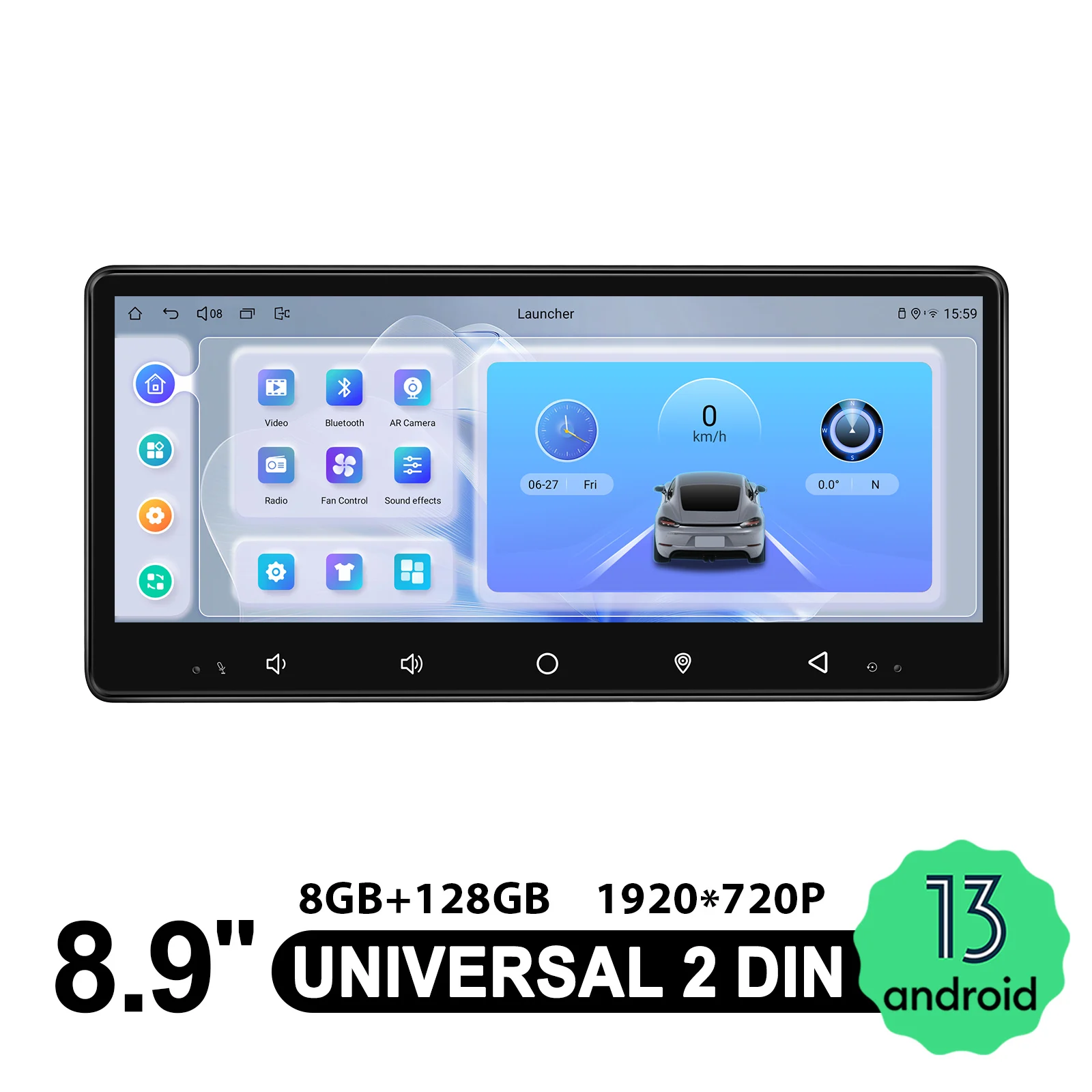 JOYING 8.9 inch 1920*720 Touch Screen Android 13.0 Car Radio Stereo Universal Head Unit System Multimedia Player With Carplay