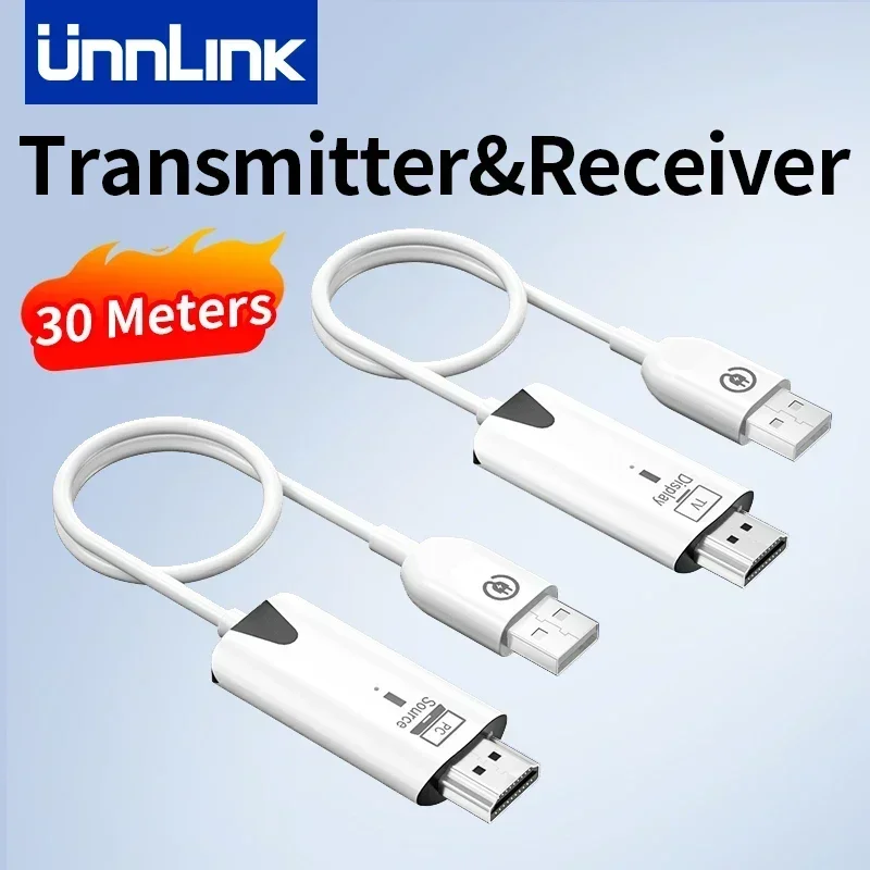 Unnlink 30M bezprzewodowy nadajnik wideo HDMI odbiornik Extender kamera Laptop PC na telewizor lustro Adapter AV 1080P 60Hz